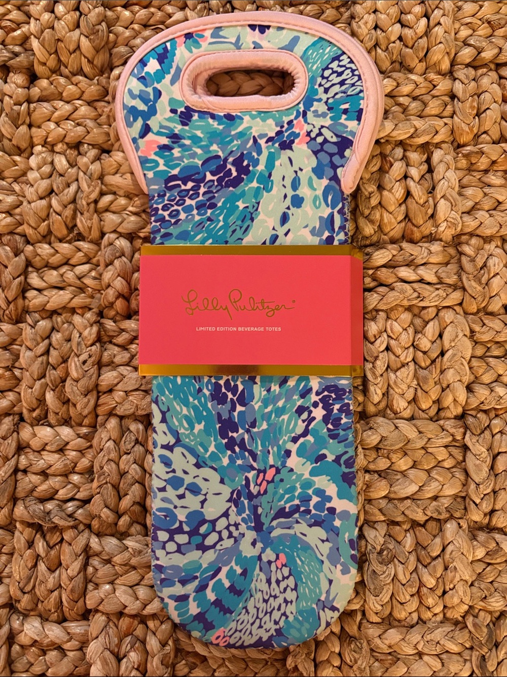 Two pack of Lilly Pulitzer Multi-Color Neoprene Bottle Totes